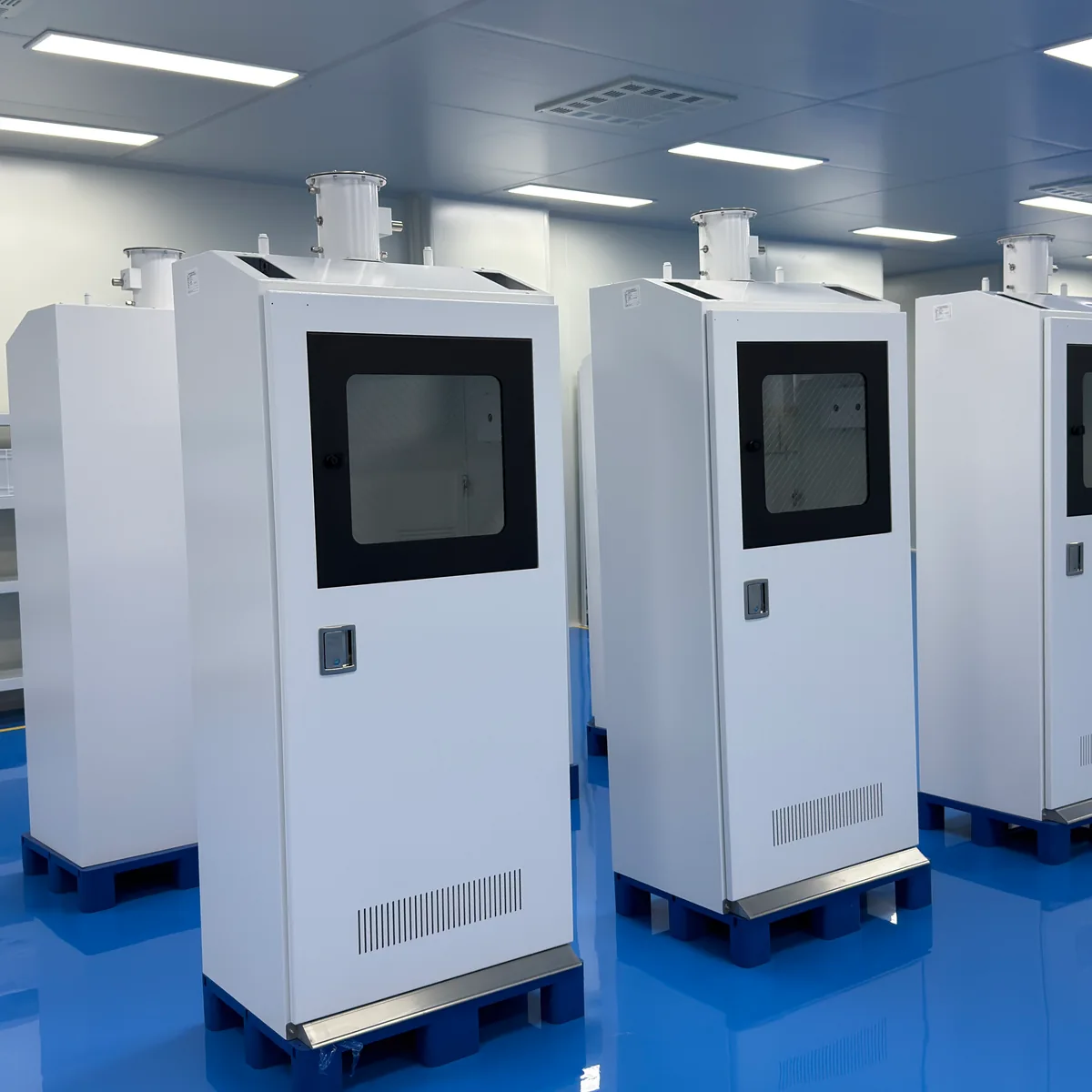 Laboratory specialty gas cabinets in LGF facility Laboratory specialty gas cabinets photographed in the LGF factory