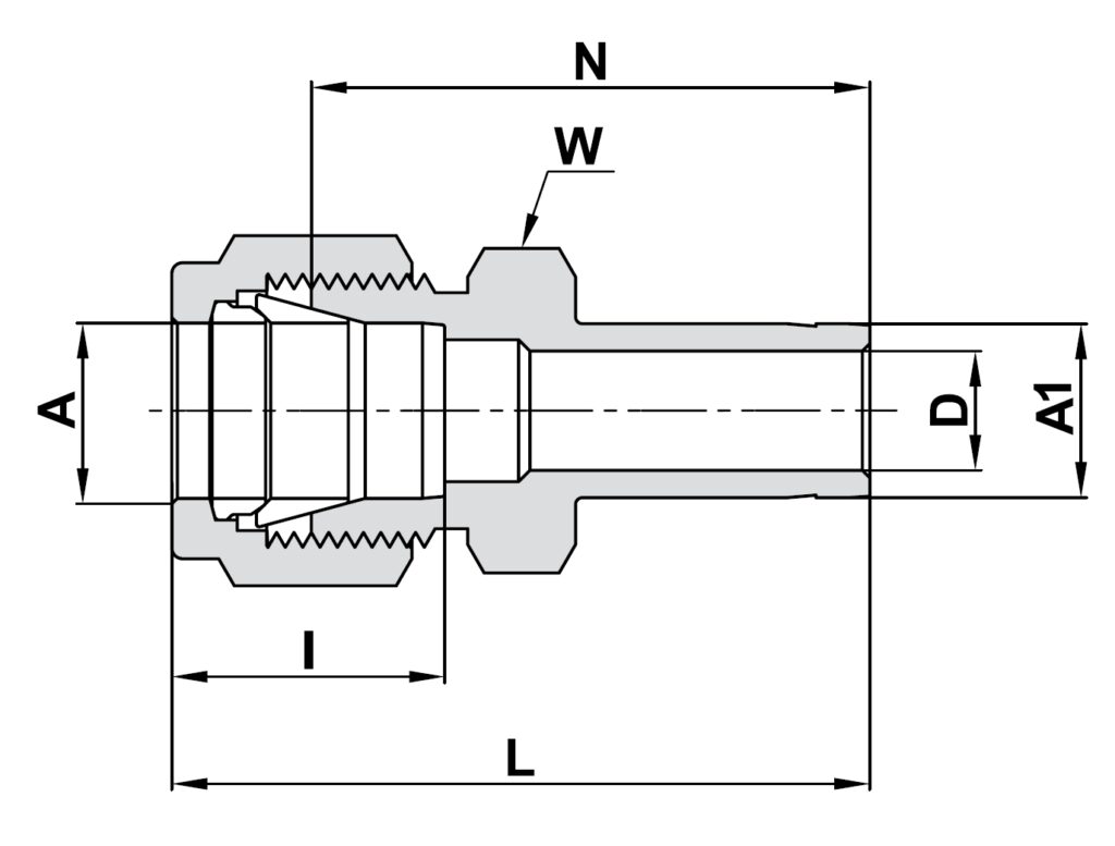 767LT High-Purity Reducing Union Fitting technical image 1