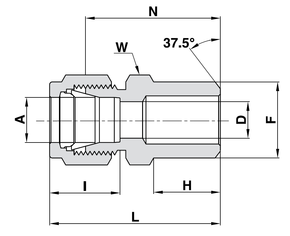 768LN Male Pipe Butt-Weld Connector technical image 1