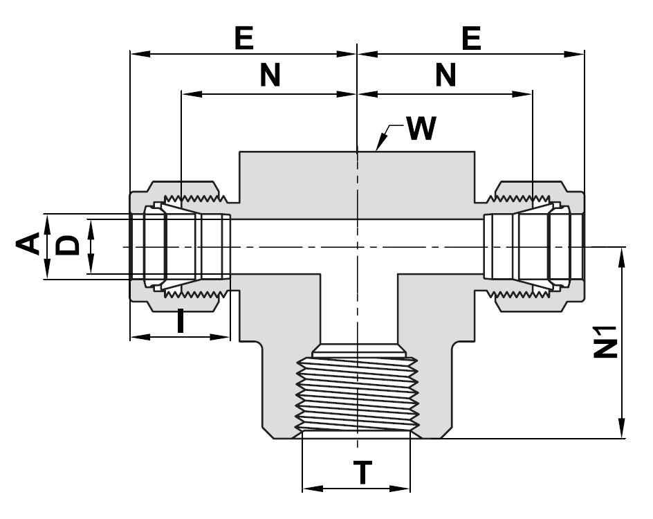 772LF Female Branch Tee technical image 1
