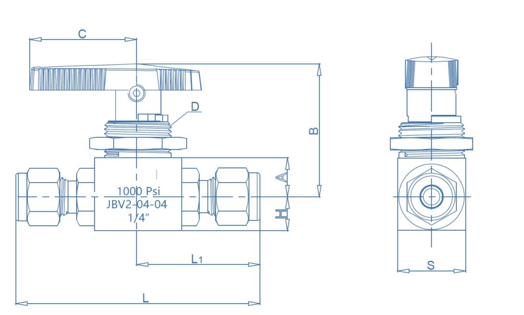 JBV2 High-Temperature Pneumatic Ball Valve technical image 1