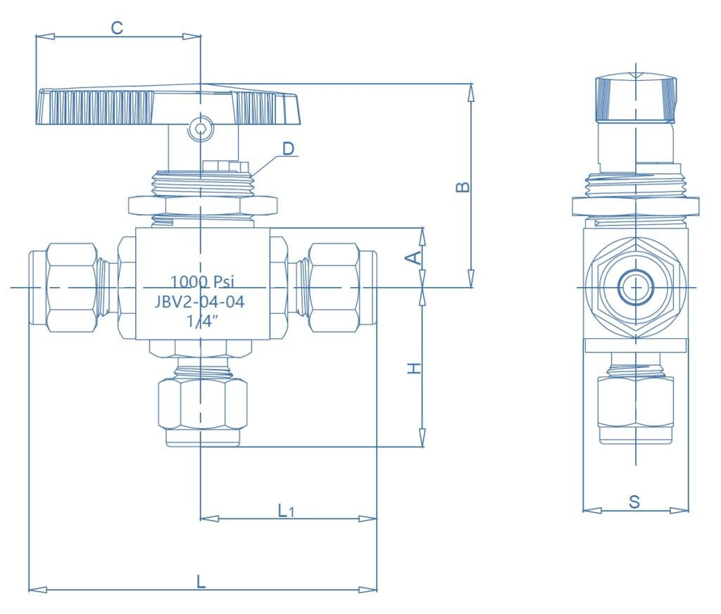 JBV2 High-Temperature Pneumatic Ball Valve technical image 2