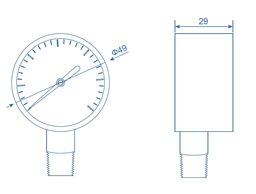 JG Series UHP Oxygen Pressure Gauge technical image 1