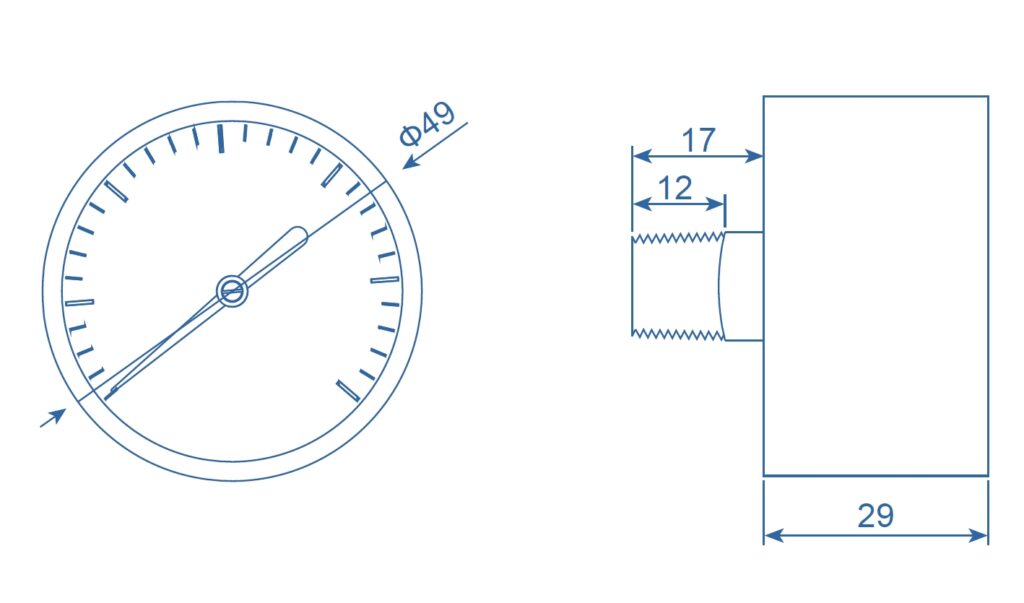 JR Series UHP Gas Pressure Gauge technical image 1