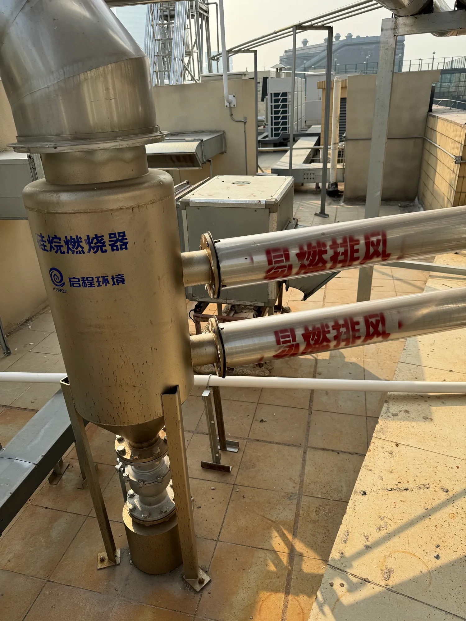 Outdoor process equipment and connected pipework